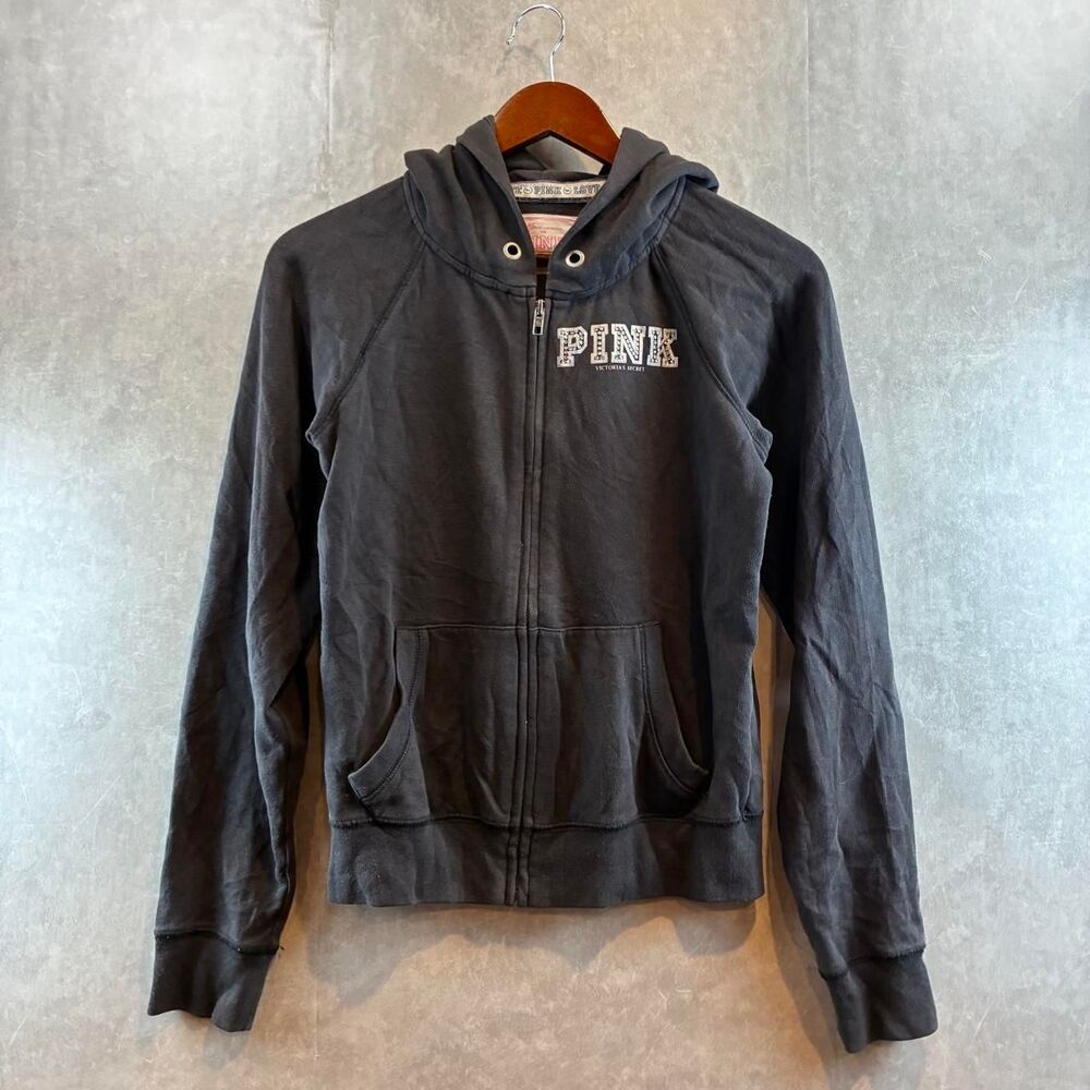 Victoria-s-secret Women's Black and Grey Hoodie